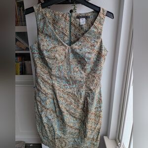 Peruvian Connection Blue and Brown Mini Dress